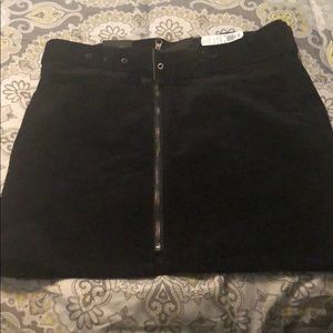 Black suede mini skirt